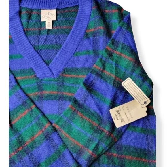 NWT St. John's Bay Blue Plaid sweater size Medium - Picture 4 of 5